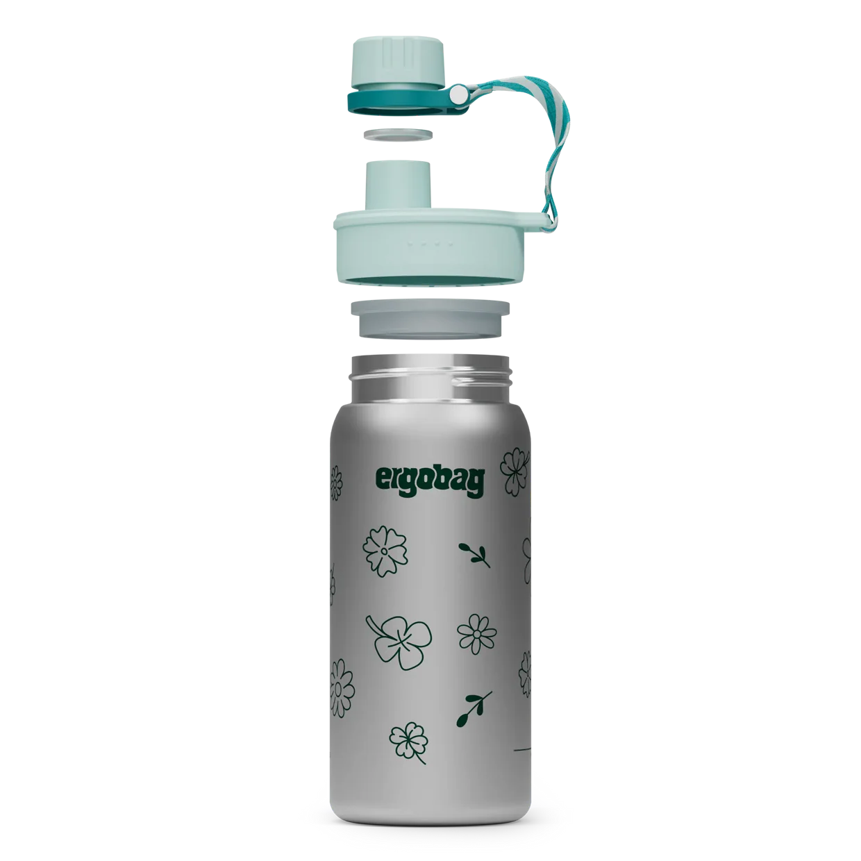 Stainless steel drinking bottle Ergobag FLOWERS