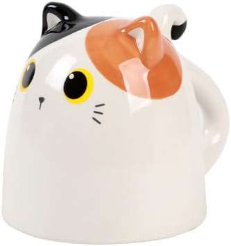 I-TOTAL® - Tazza in Ceramica Up & Down, tazza reversibile (ORANGE CAT) 300 ml