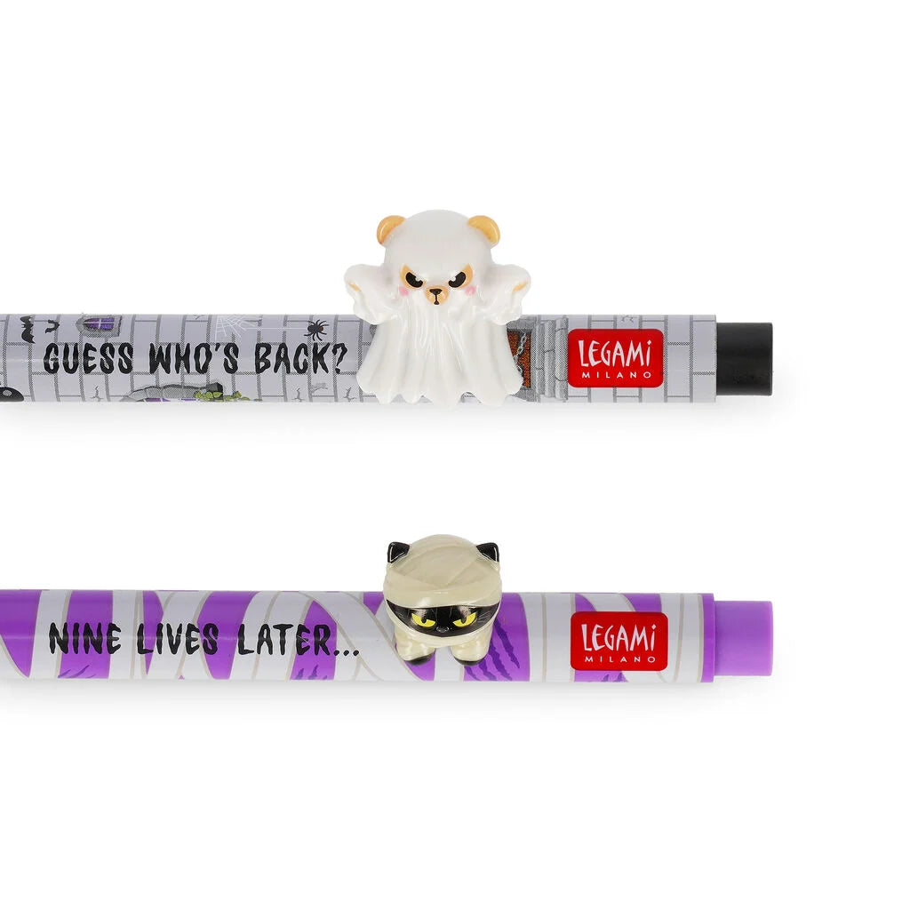 LEGAMI Set di 2 Penne Gel con Animaletto Decorativo - Lovely Friends - Spooky Party