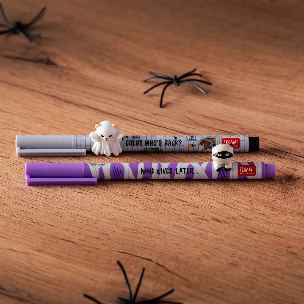 LEGAMI Set di 2 Penne Gel con Animaletto Decorativo - Lovely Friends - Spooky Party