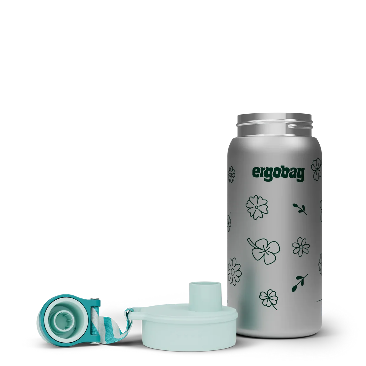 Stainless steel drinking bottle Ergobag FLOWERS