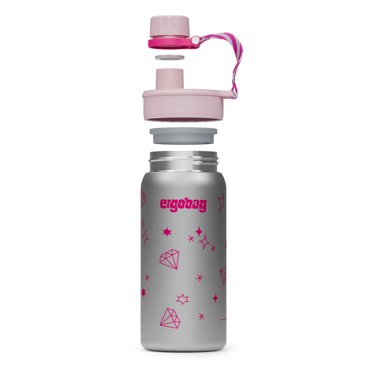 Stainless steel drinking bottle Ergobag GLITTERY